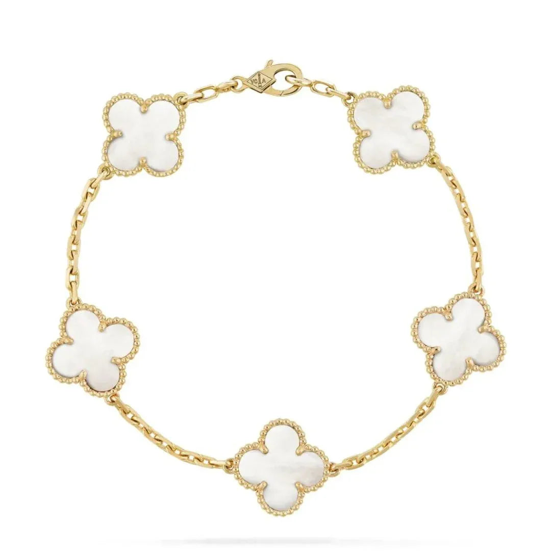 Pulsera Trébol Baño de Oro 18K – Buena Suerte, Elegancia y Estilo