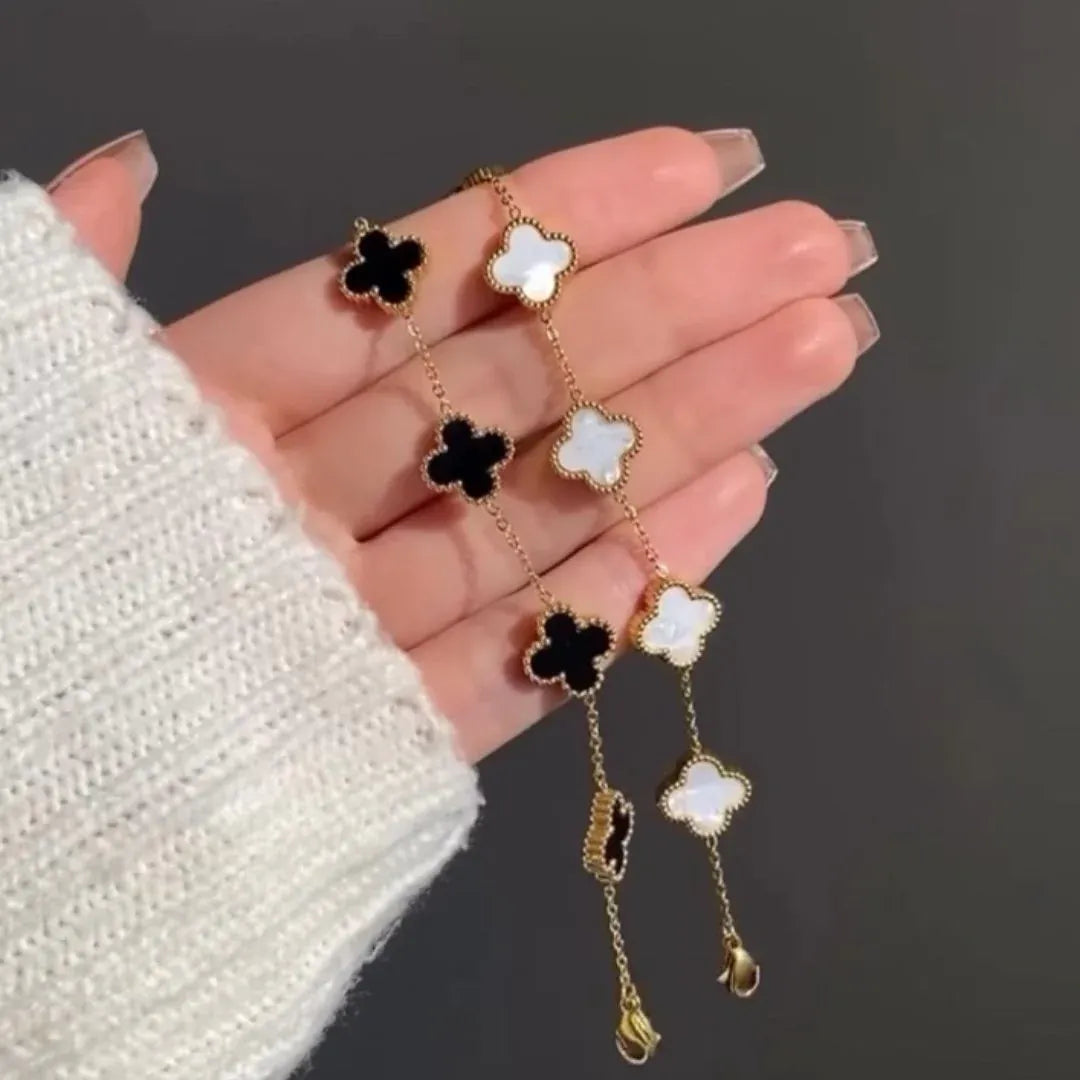 Pulsera Trébol Baño de Oro 18K – Buena Suerte, Elegancia y Estilo