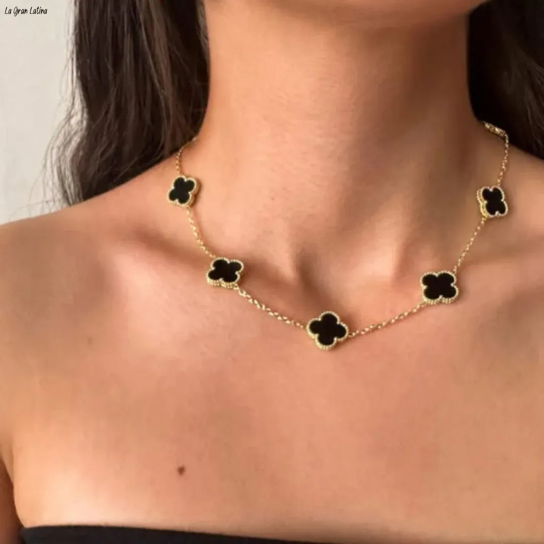 Set Trébol Bañado en Oro 18K – Pulsera y Collar, Buena Suerte y Elegancia