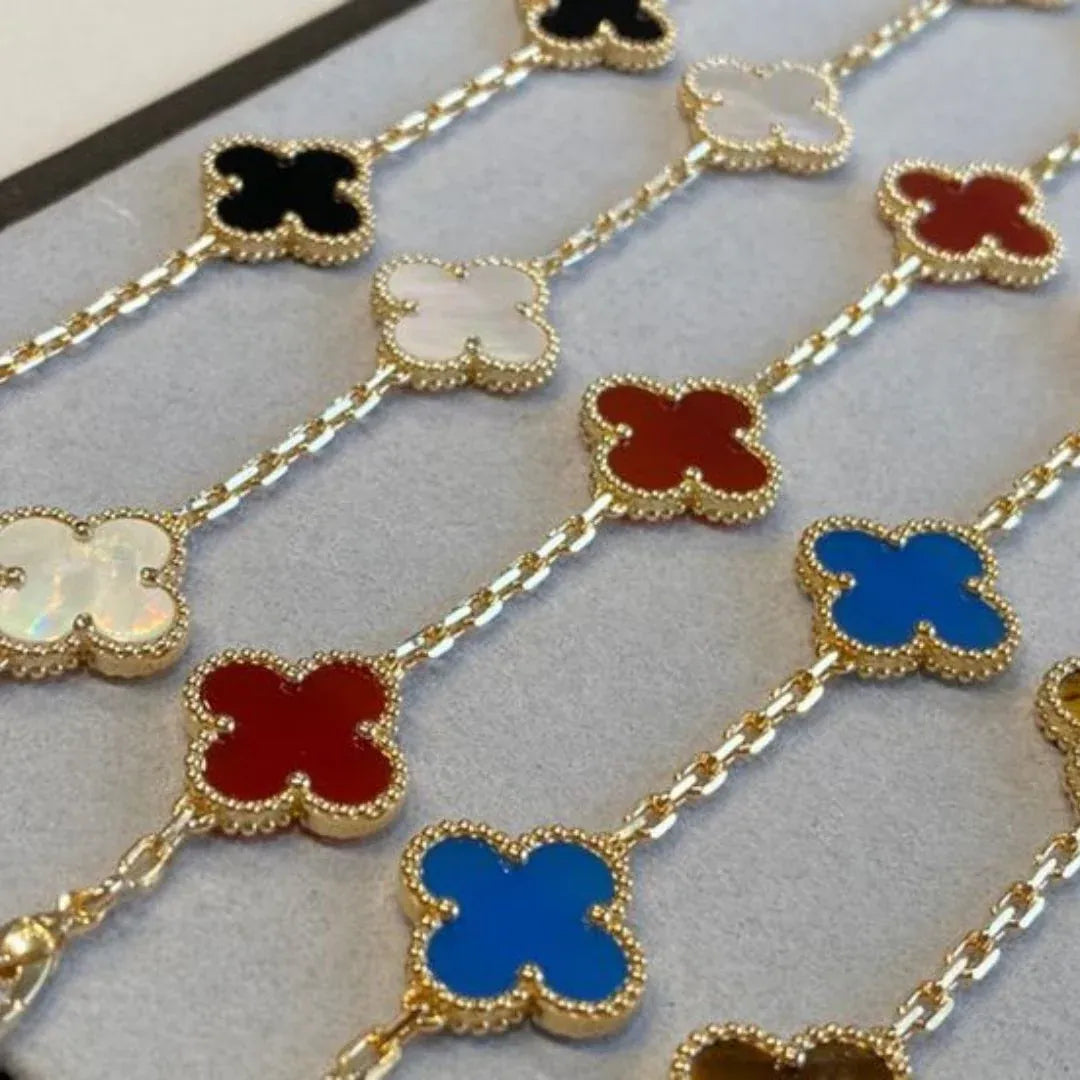 Pulsera Trébol Baño de Oro 18K – Buena Suerte, Elegancia y Estilo