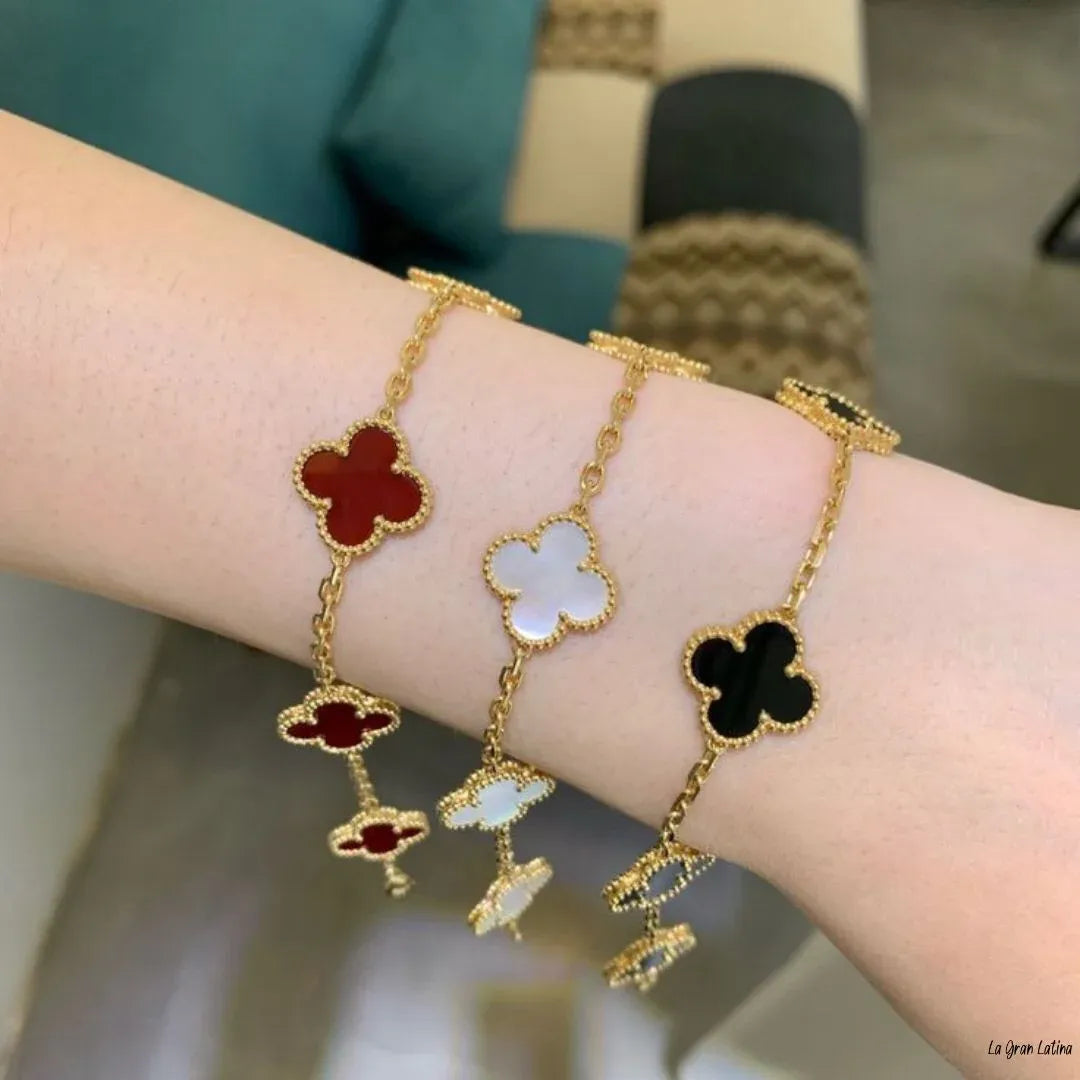 Set Trébol Bañado en Oro 18K – Pulsera y Collar, Buena Suerte y Elegancia