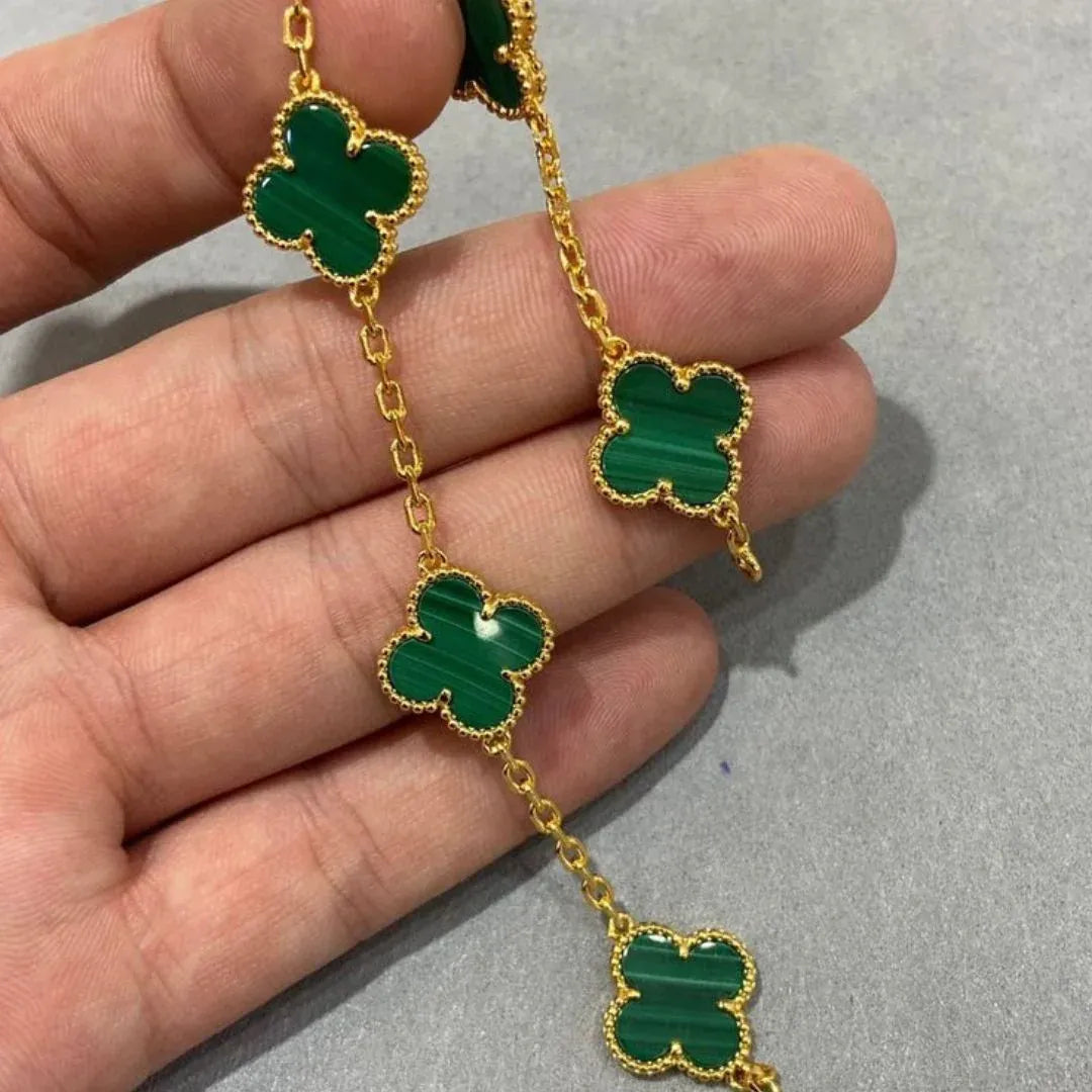 Pulsera Trébol Baño de Oro 18K – Buena Suerte, Elegancia y Estilo
