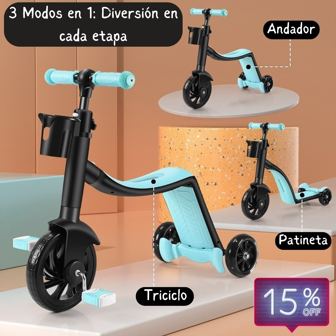 Scooter 3 en 1: Andador, Triciclo y Patineta - Tiendas La Gran Latina