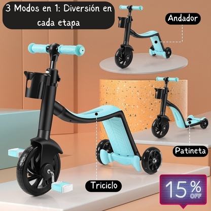 Scooter 3 en 1: Andador, Triciclo y Patineta - Tiendas La Gran Latina