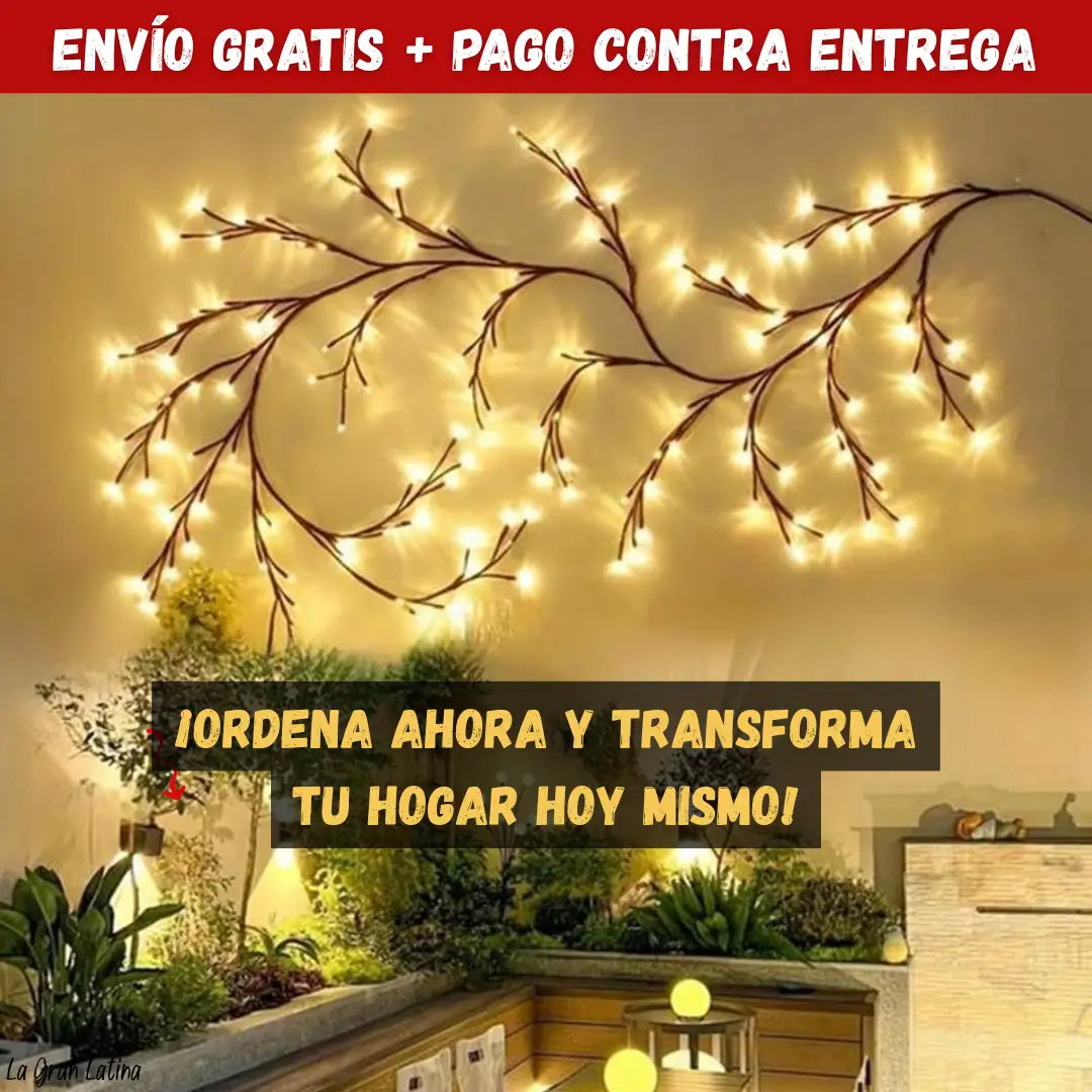 Luces Ramas de Sauce con Panel Solar: Calidez y Estilo Natural - Tiendas La Gran Latina