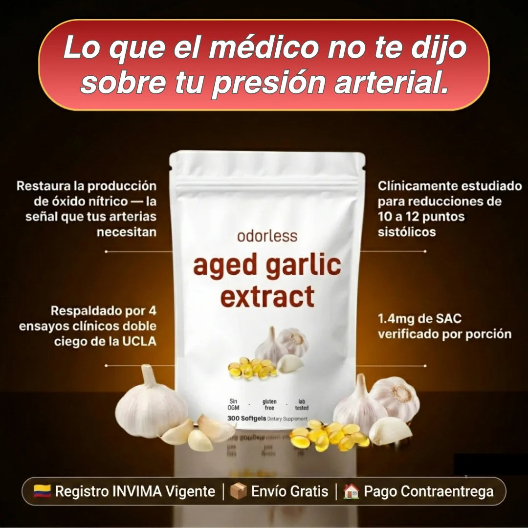 Ajo Envejecido Sin Olor — Soporte Natural para la Presión Arterial
