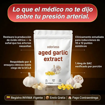 Ajo Envejecido Sin Olor — Soporte Natural para la Presión Arterial