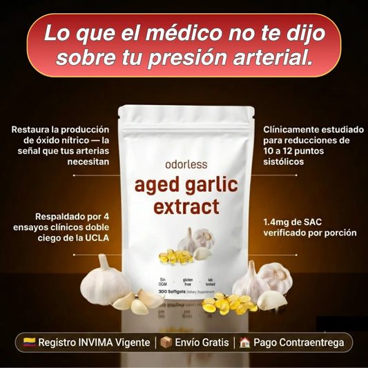 Ajo Envejecido Sin Olor — Soporte Natural para la Presión Arterial
