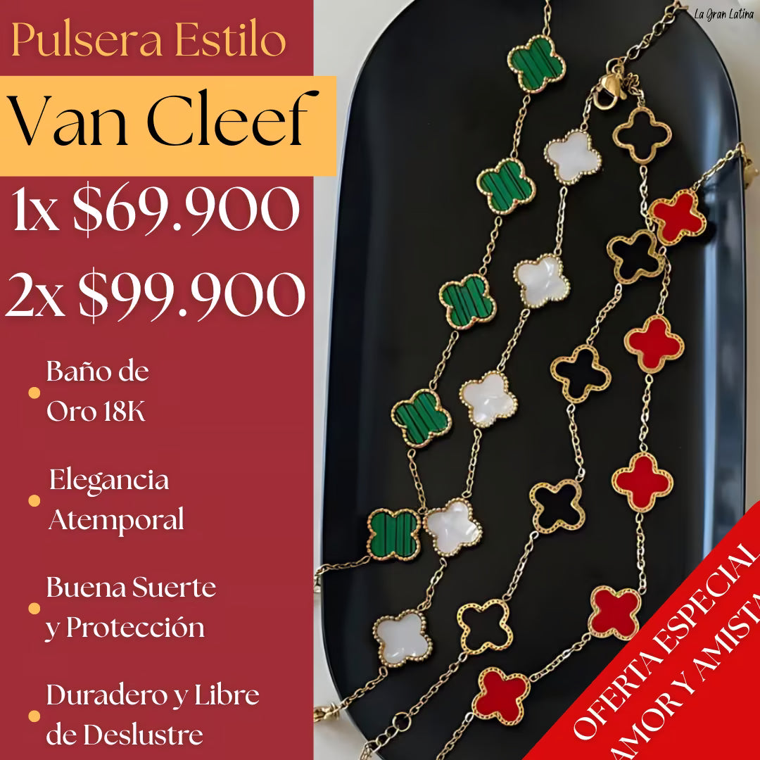 Pulsera Trébol Estilo Van Cleef – Suerte y Sofisticación - Tiendas La Gran Latina