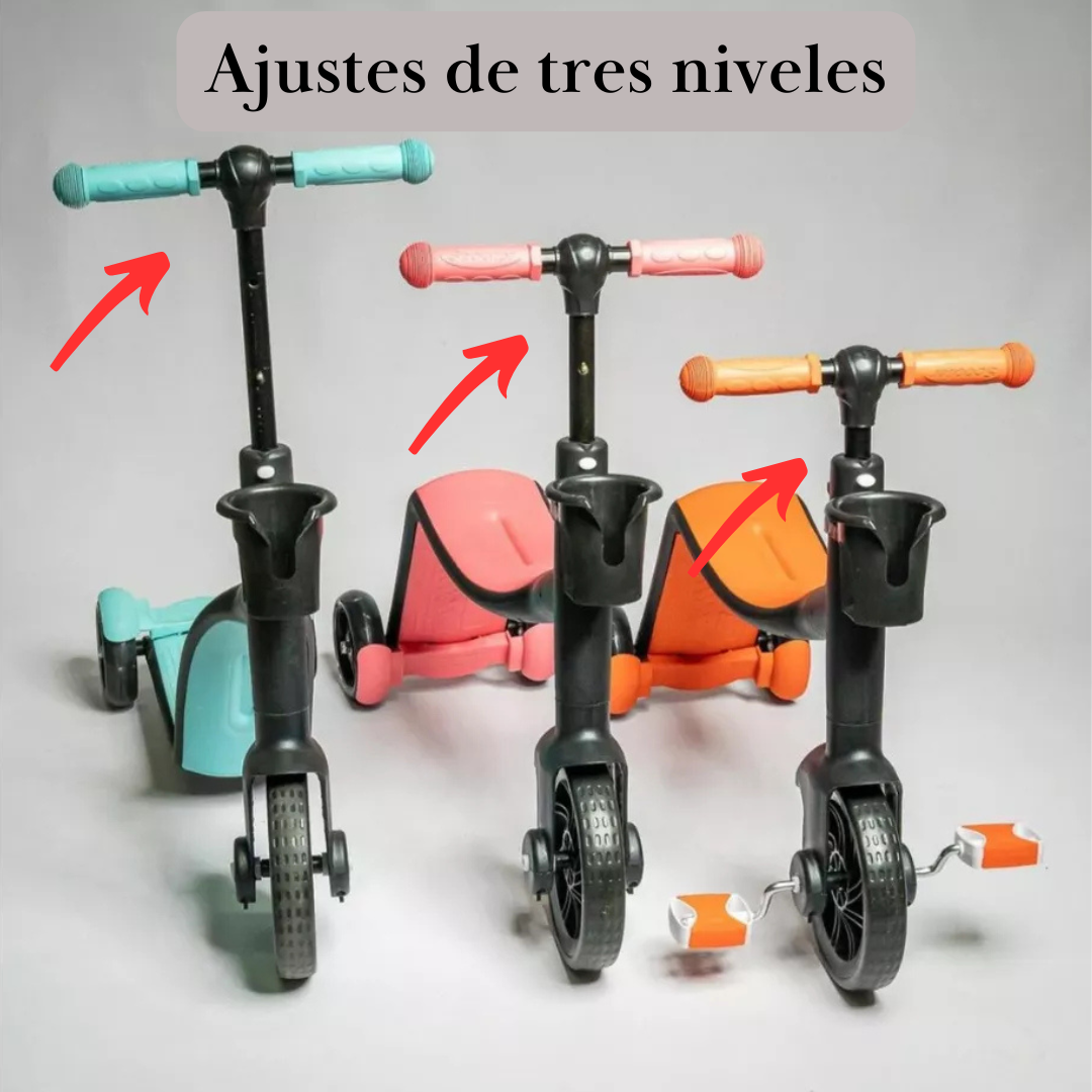 Scooter 3 en 1: Andador, Triciclo y Patineta