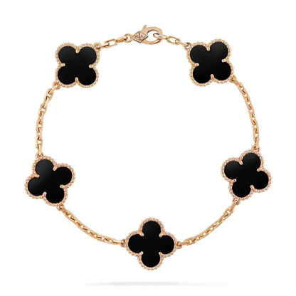 Pulsera Trébol Baño de Oro 18K – Buena Suerte, Elegancia y Estilo