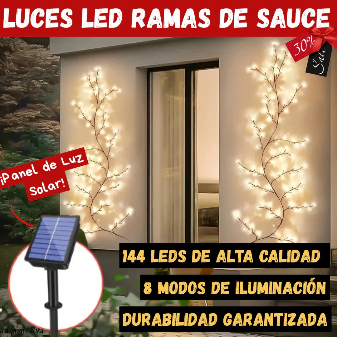 Luces Ramas de Sauce con Panel Solar: Calidez y Estilo Natural - Tiendas La Gran Latina