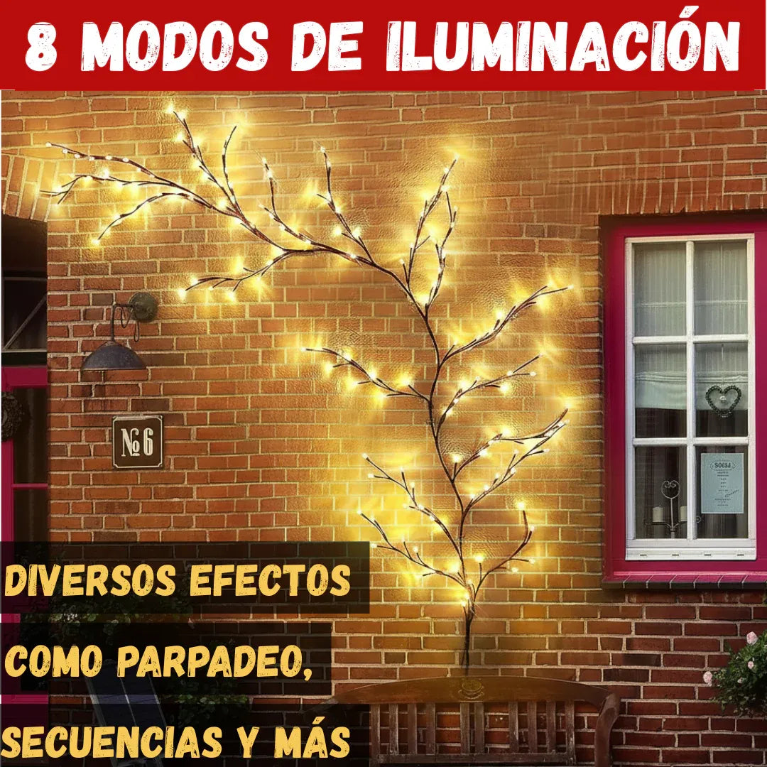 Luces Ramas de Sauce con Panel Solar: Calidez y Estilo Natural - Tiendas La Gran Latina