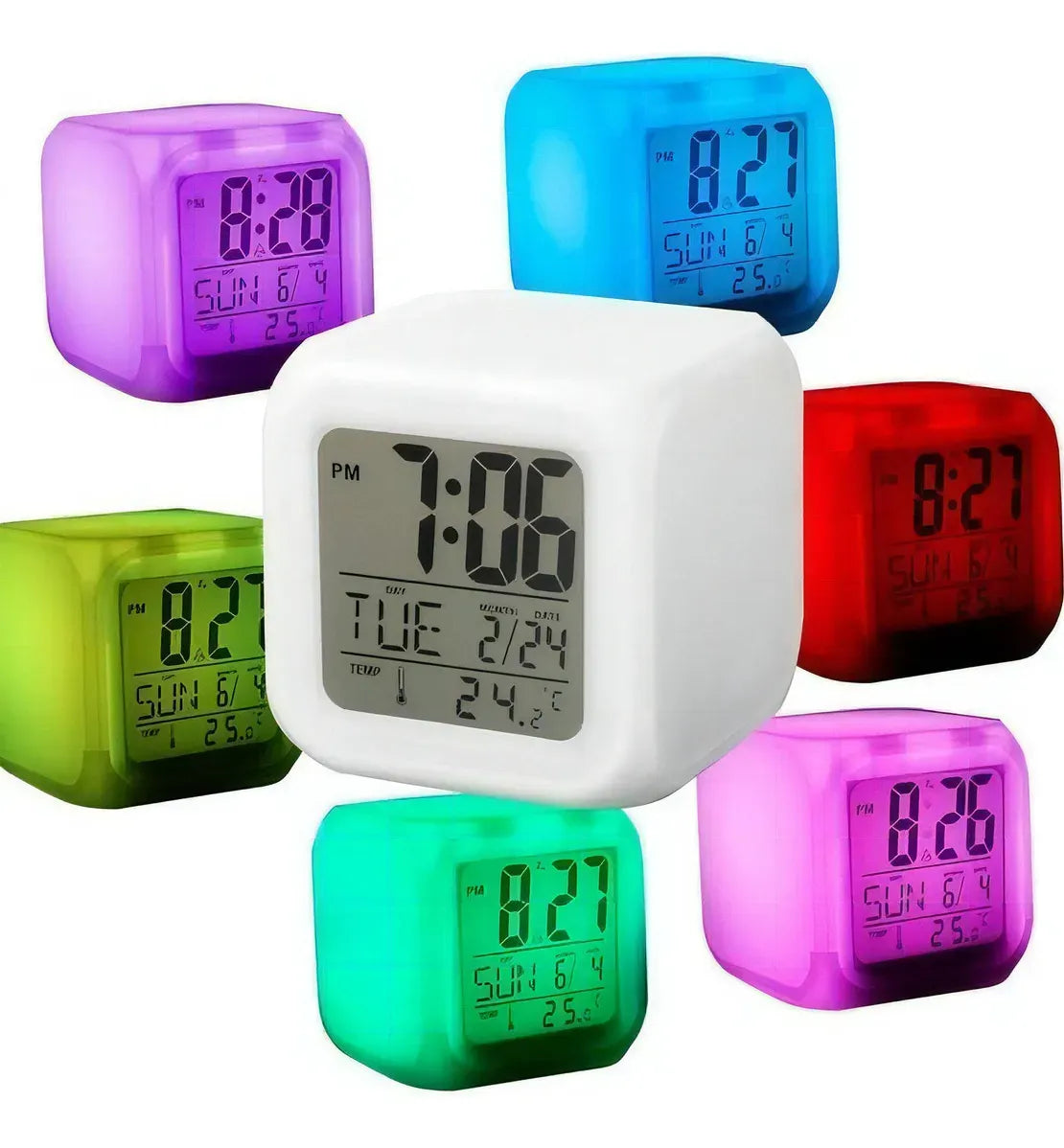 Despertador LED RetroGlow con Iluminación 7 Colores - Tiendas La Gran Latina