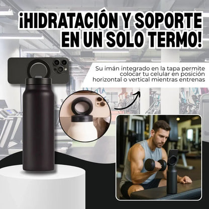 Botella Termo 2 en 1 con Soporte Magnético para Celular