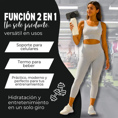 Botella Termo 2 en 1 con Soporte Magnético para Celular
