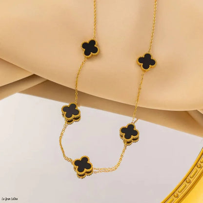 Set Trébol Bañado en Oro 18K – Pulsera y Collar, Buena Suerte y Elegancia