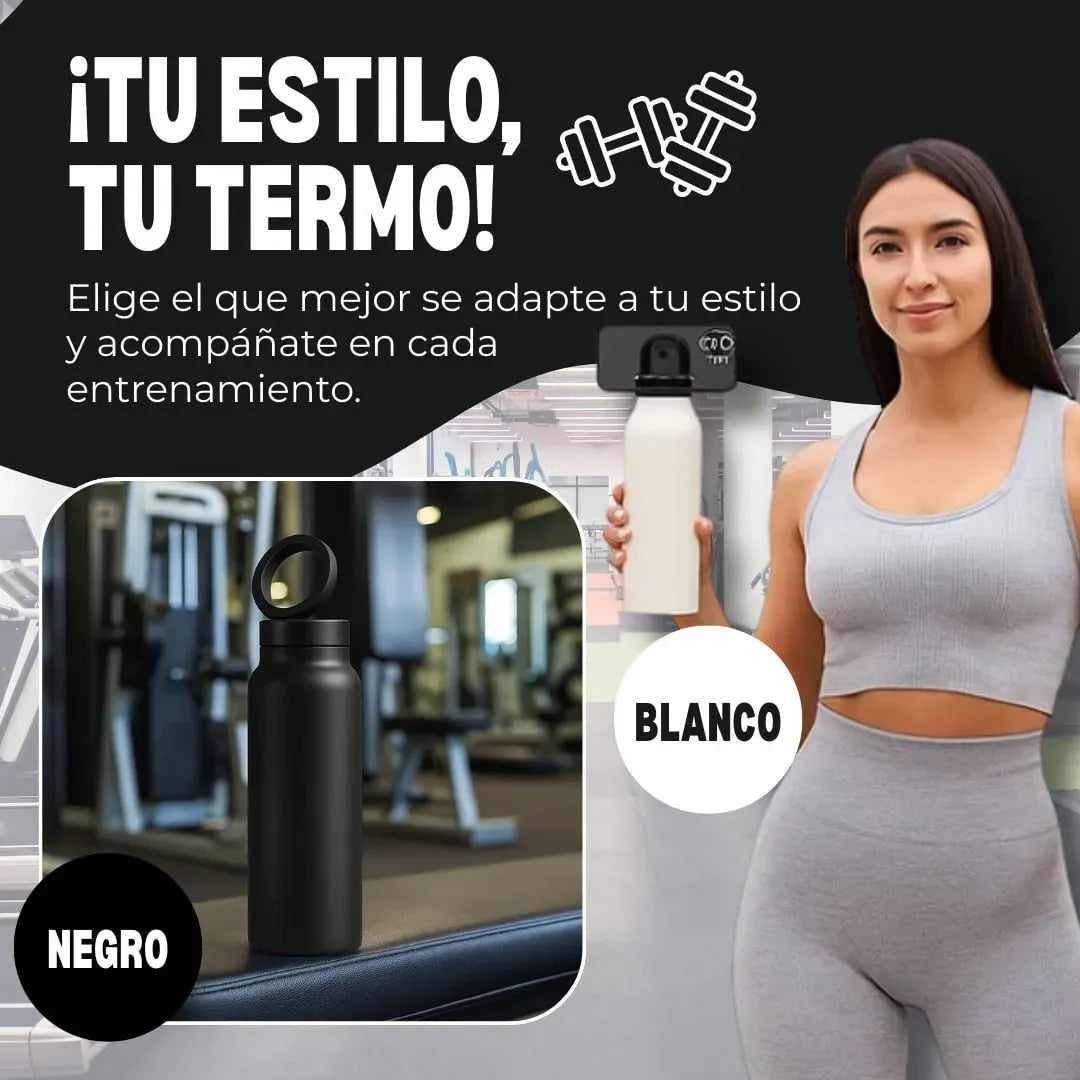 Botella Termo 2 en 1 con Soporte Magnético para Celular