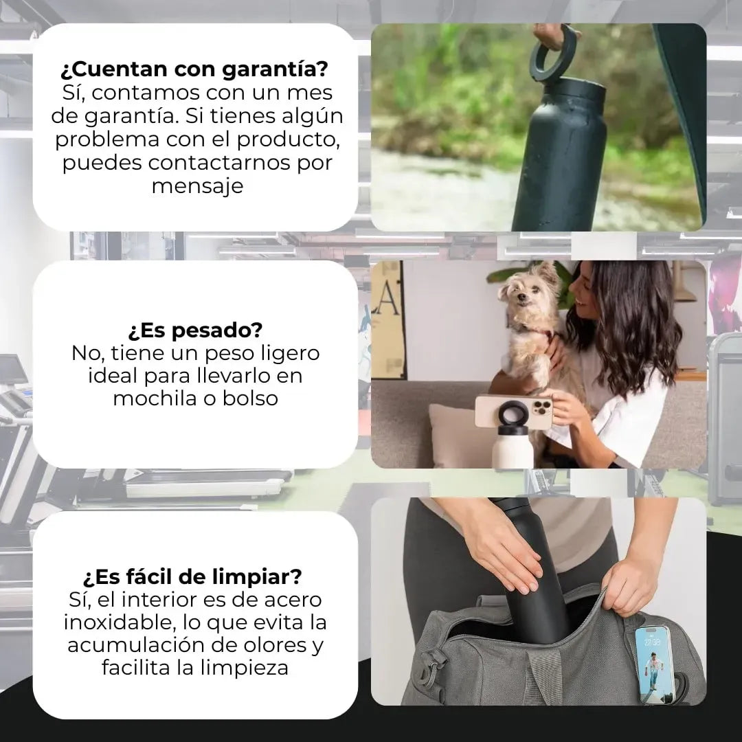 Botella Termo 2 en 1 con Soporte Magnético para Celular